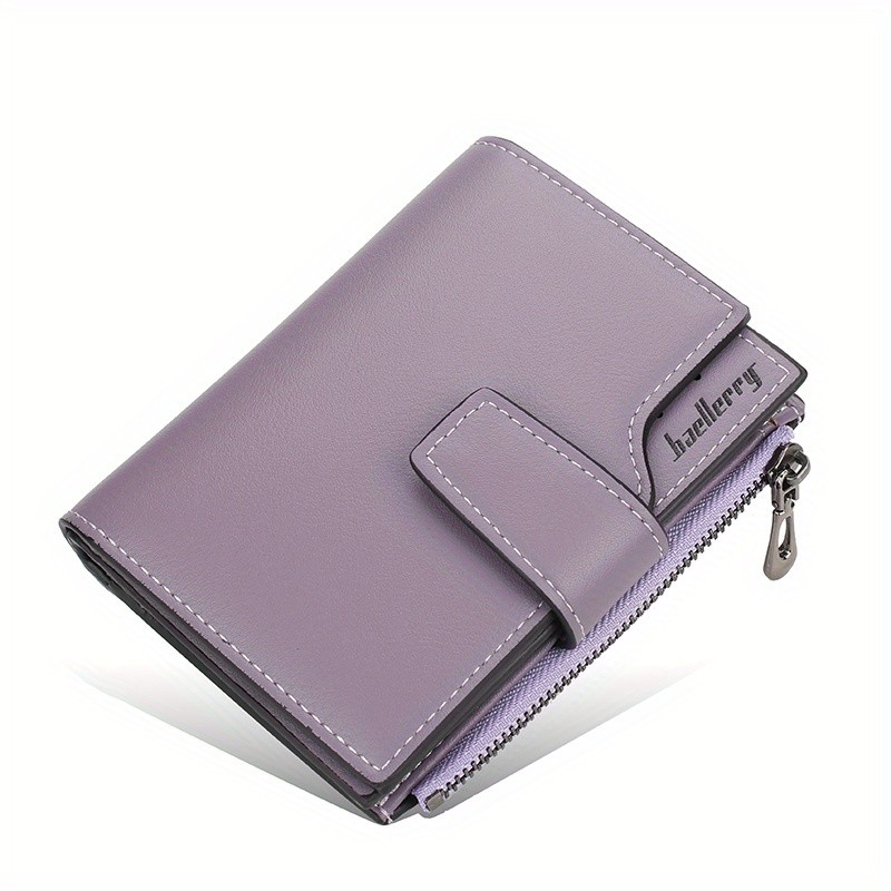 BAELLERRY Minimalist Solid-Color Short Wallet  Unisex Casual Coin Purse & Multifunctional Credit Card Holder
