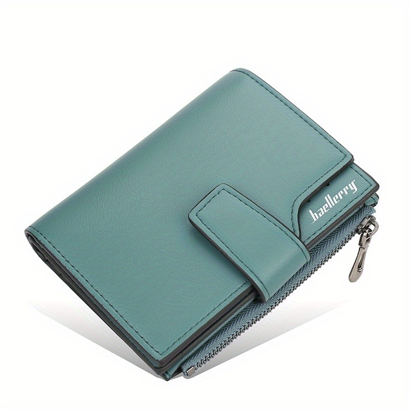 BAELLERRY Minimalist Solid-Color Short Wallet  Unisex Casual Coin Purse & Multifunctional Credit Card Holder