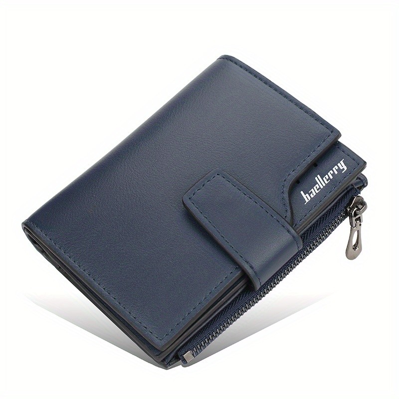 BAELLERRY Minimalist Solid-Color Short Wallet  Unisex Casual Coin Purse & Multifunctional Credit Card Holder