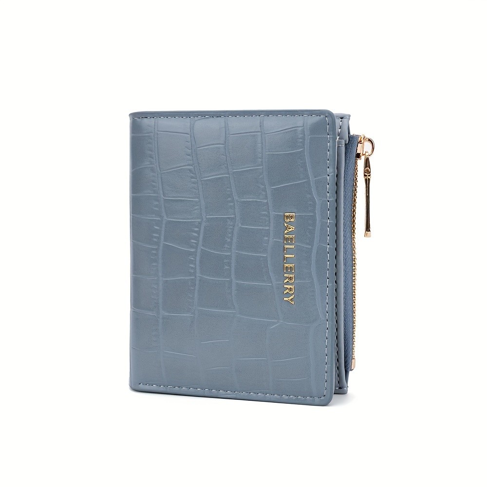 BAELLERRY Womens Compact Wallet Short Embossed Stone-Pattern Wallet with Snap Closure, Zipper Coin Pocket & Credit Card Slots
