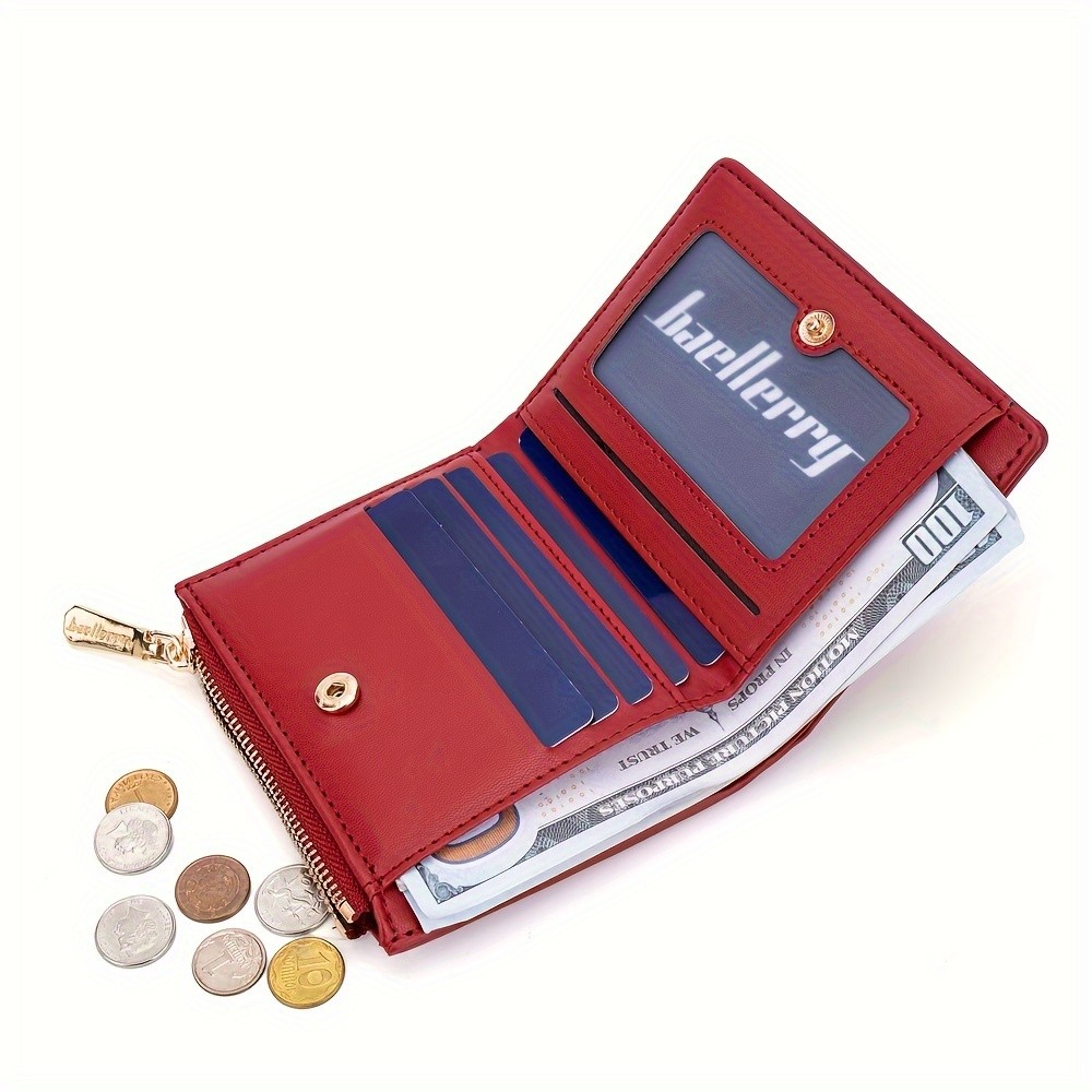 BAELLERRY Womens Compact Wallet Short Embossed Stone-Pattern Wallet with Snap Closure, Zipper Coin Pocket & Credit Card Slots