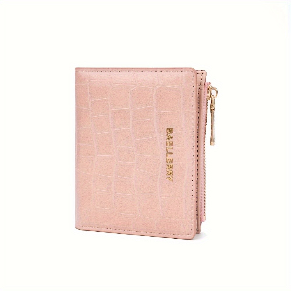 BAELLERRY Womens Compact Wallet Short Embossed Stone-Pattern Wallet with Snap Closure, Zipper Coin Pocket & Credit Card Slots