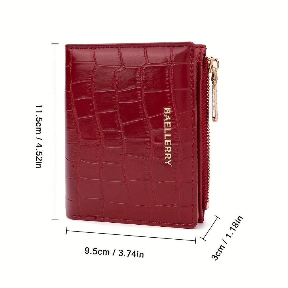 BAELLERRY Womens Compact Wallet Short Embossed Stone-Pattern Wallet with Snap Closure, Zipper Coin Pocket & Credit Card Slots