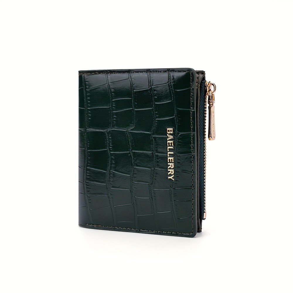 BAELLERRY Womens Compact Wallet Short Embossed Stone-Pattern Wallet with Snap Closure, Zipper Coin Pocket & Credit Card Slots