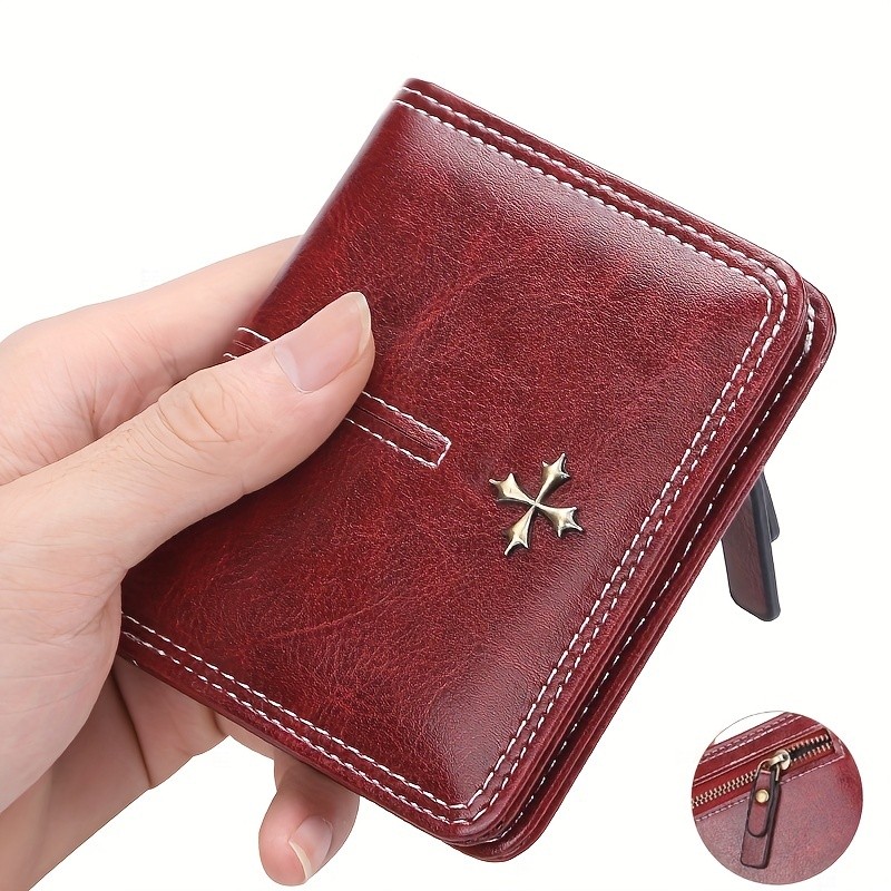 BAELLERRY Womens Slim Wallet  IC Magnetic Closure, Double-Fold Billfold, Zipper Coin Pocket & Multi-Card Holder
