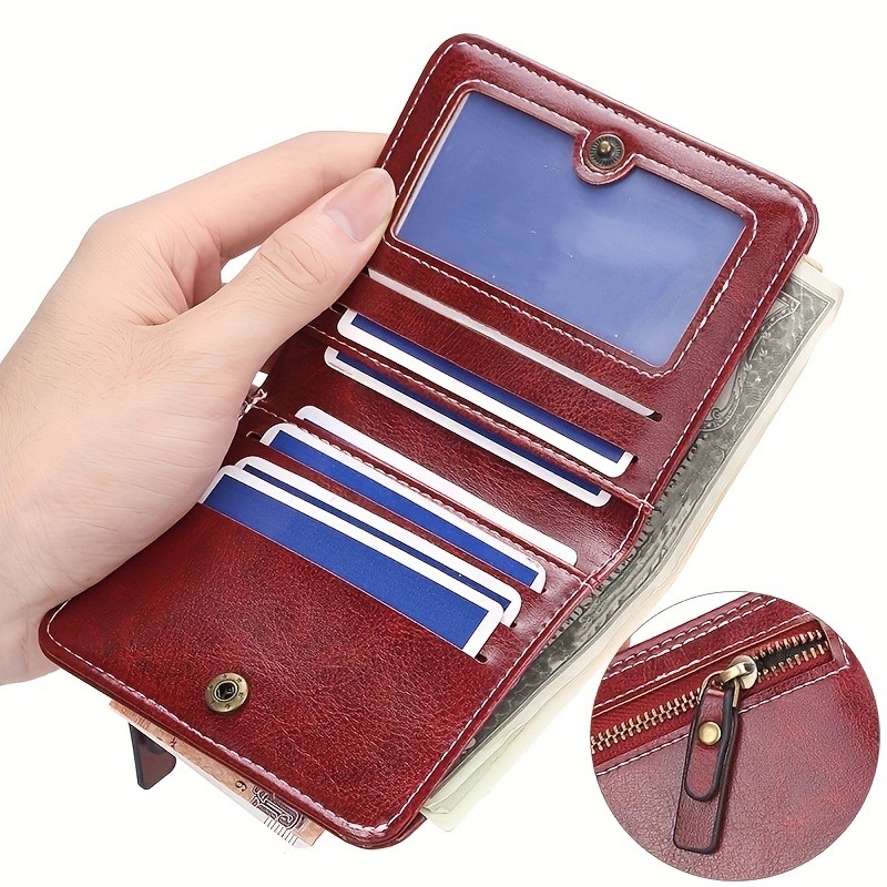 BAELLERRY Womens Slim Wallet  IC Magnetic Closure, Double-Fold Billfold, Zipper Coin Pocket & Multi-Card Holder