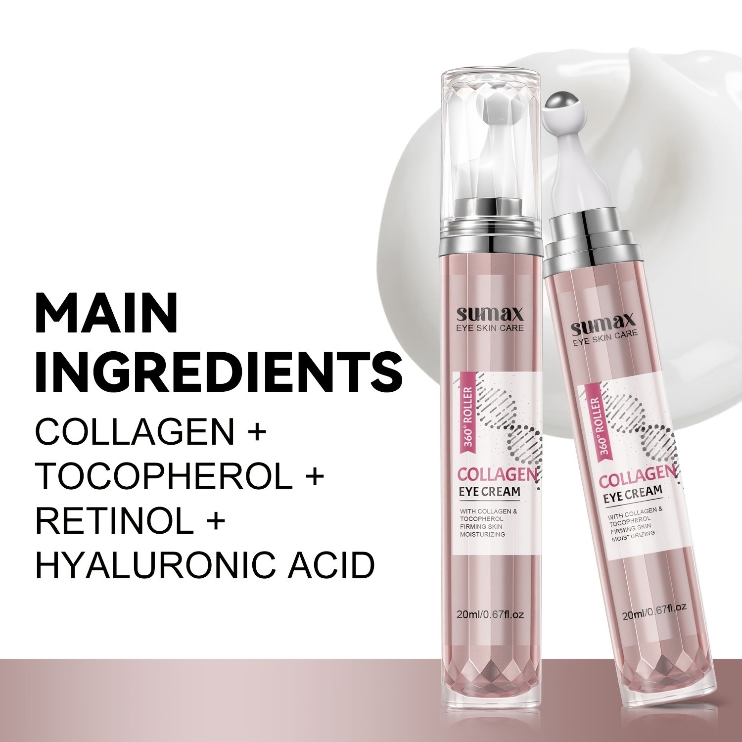 SUMAX Collagen Eye Cream Retinol + Collagen Firming Treatment with 360 Massage Applicator