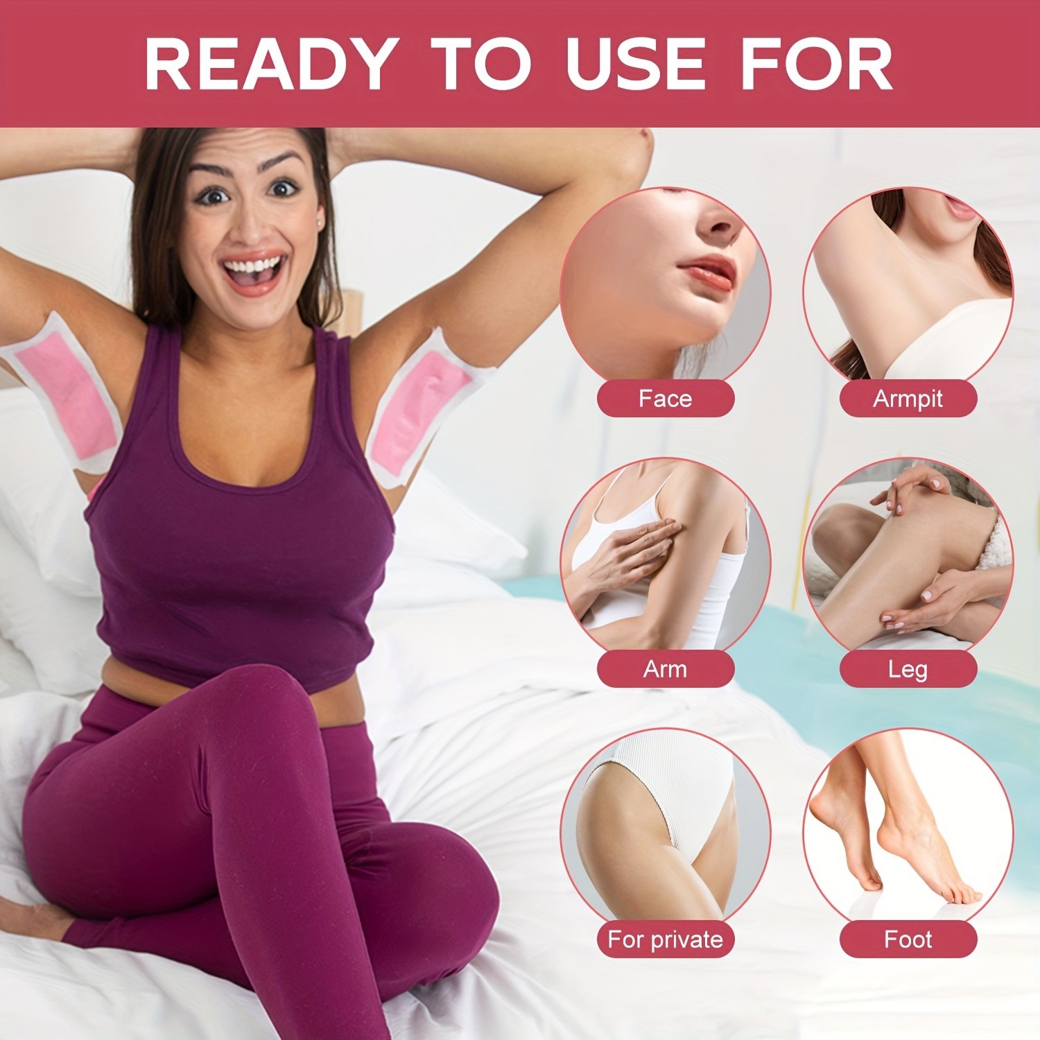 SUMAX Whole Body Wax Strips Kit  40 Watermelon-Infused Double-Sided Strips + 4 Calming Oil Wipes