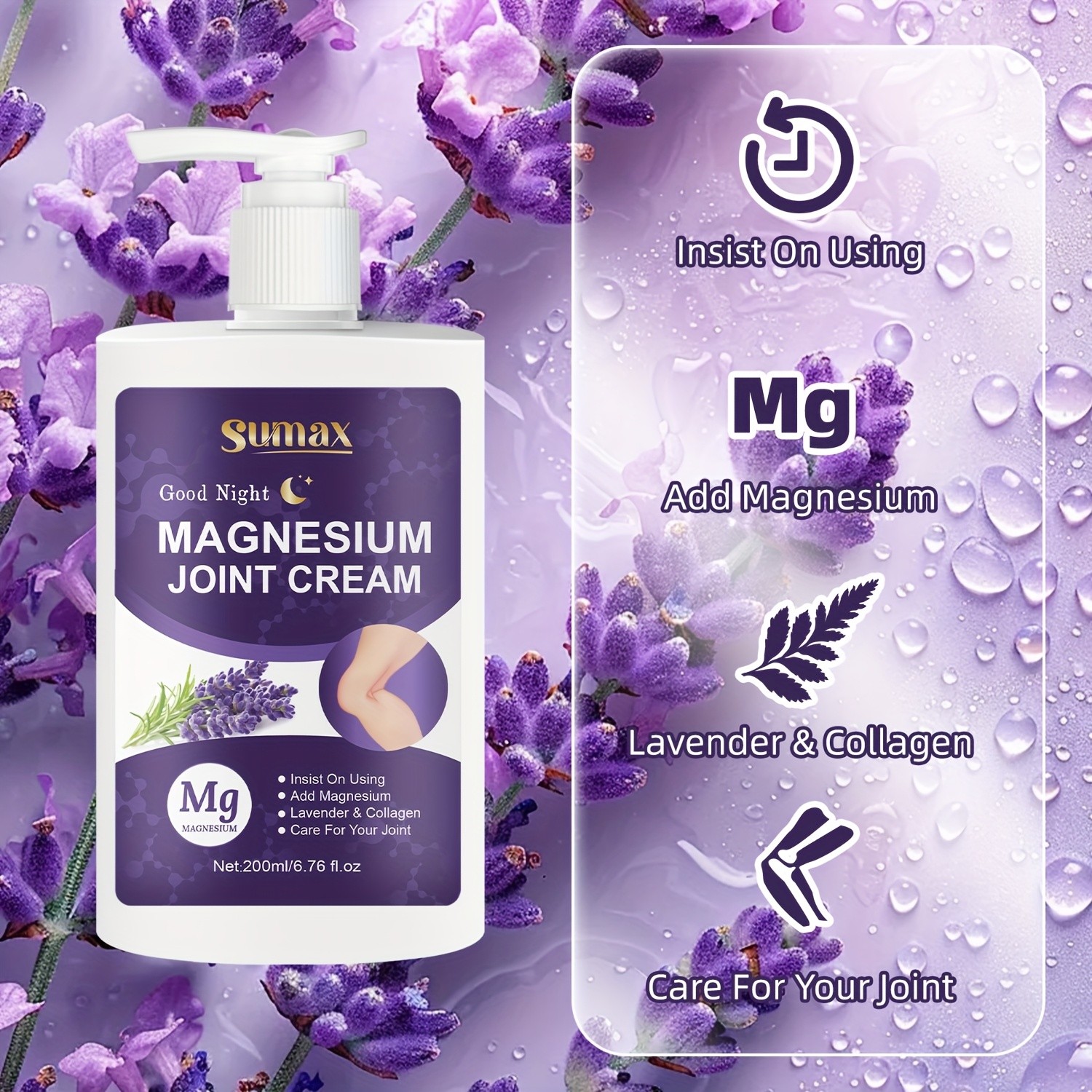 SUMAX Extra-Large Magnesium Cream with Lavender Fast-Absorbing Joint & Muscle Care for All Ages