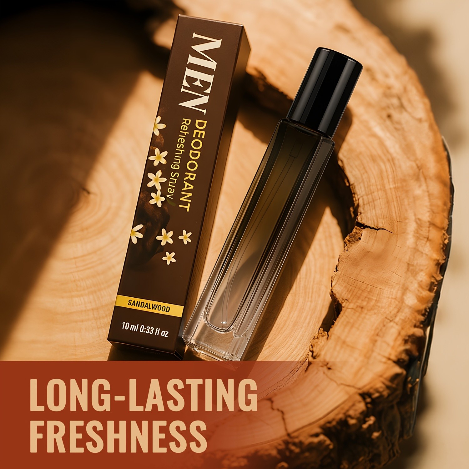 SUMAX Mens Classic Sandalwood Deodorant Spray  Alcohol-Free, 48-Hour Freshness in a Portable 10ml Bottle