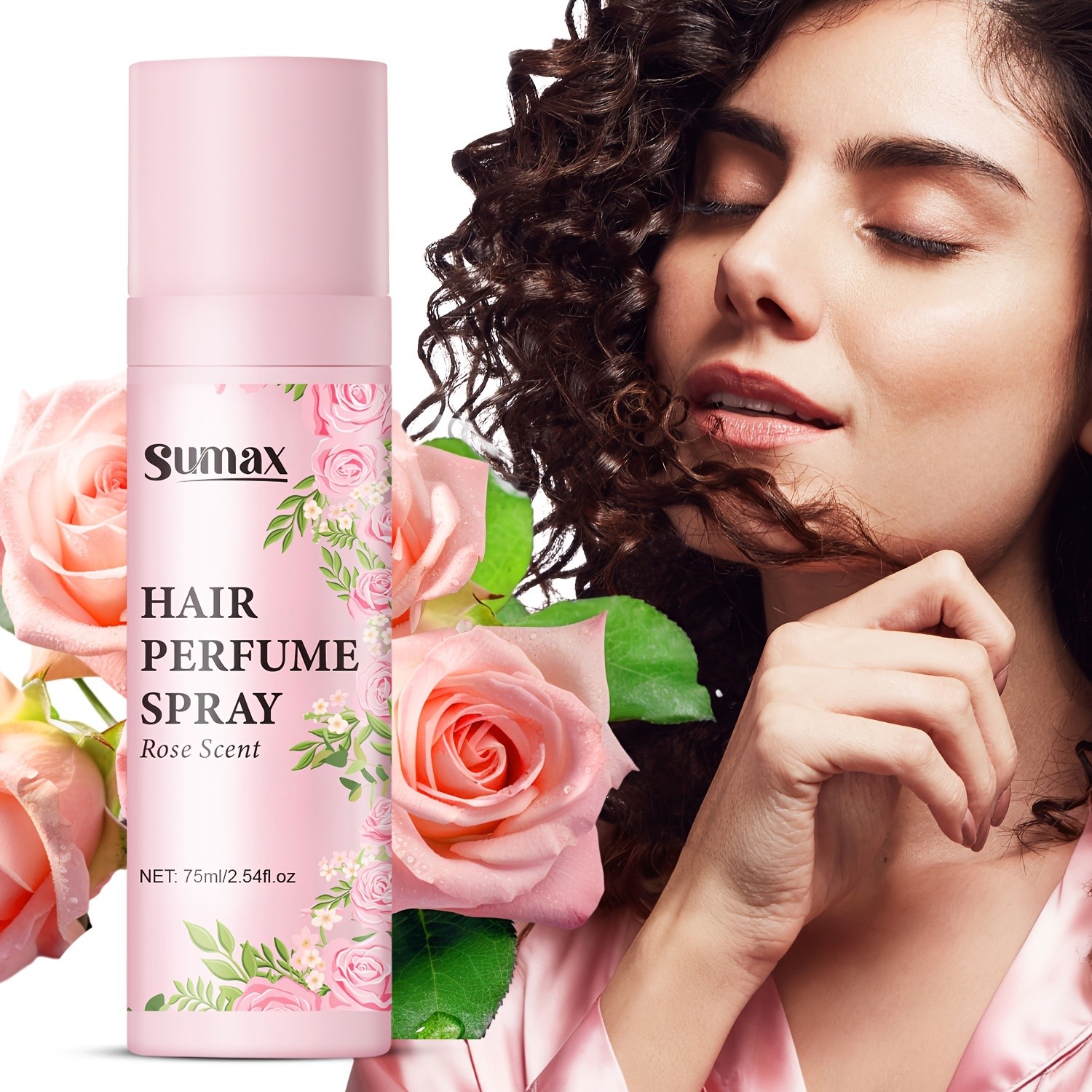 SUMAX Rose Hair Perfume Spray 75ml Long-Lasting Floral Mist for Hair & Body with Plant-Based Squalane