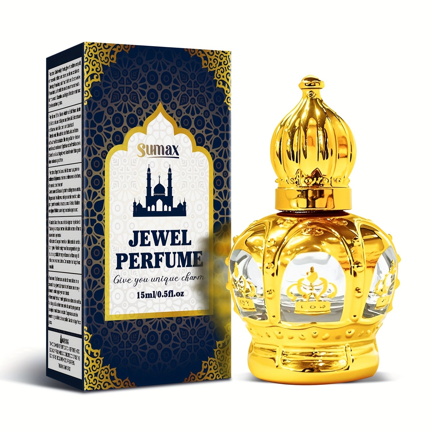 SUMAX Luxury Golden Crown Perfume Roller Ball Alcohol-Free Long-Lasting Royal Fragrance Oil with Gift Box