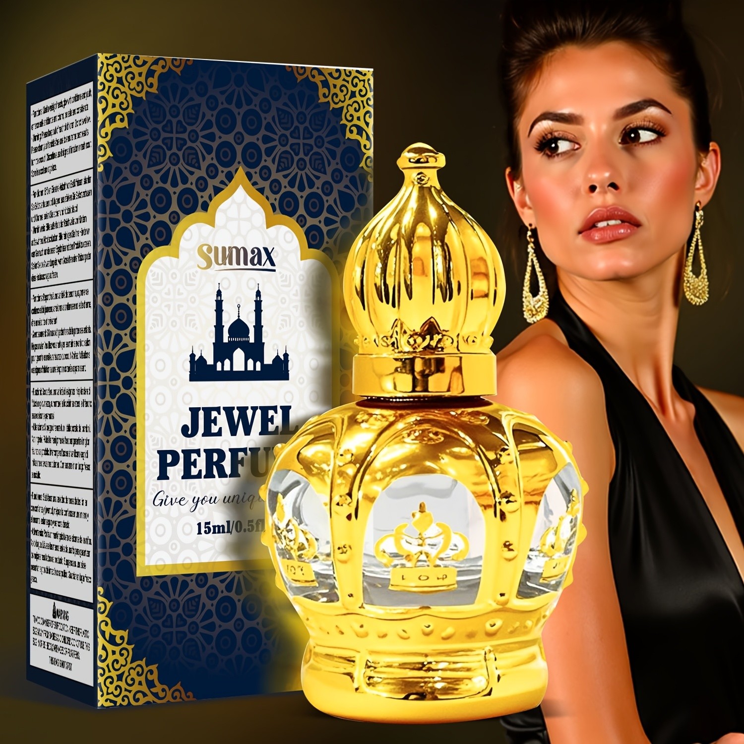 SUMAX Luxury Golden Crown Perfume Roller Ball Alcohol-Free Long-Lasting Royal Fragrance Oil with Gift Box