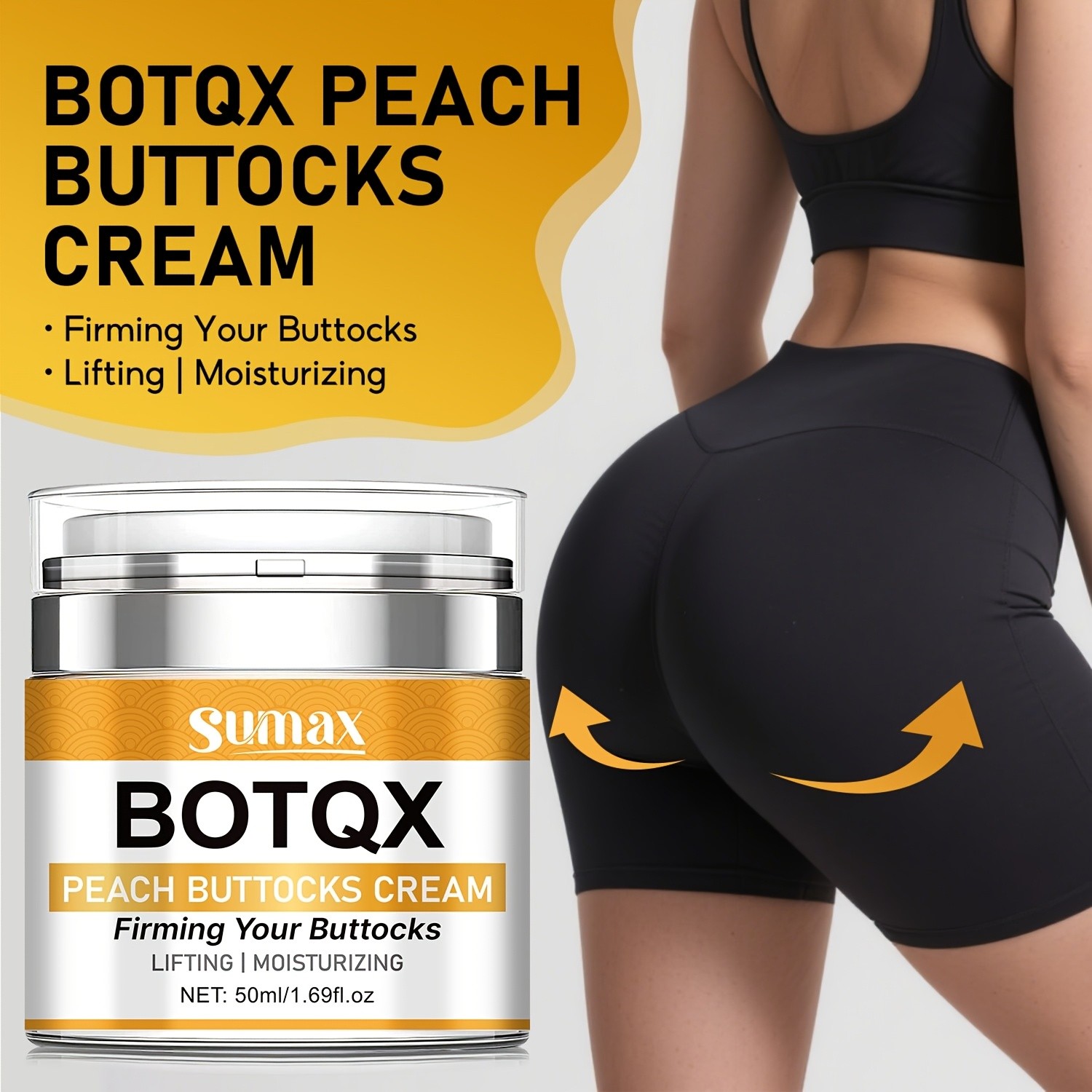 SUMAX Peach Butt Lift & Firming Cream  Hyaluronic Acid, Vitamin C & Collagen Formula (50ml / 1.69 fl.oz)