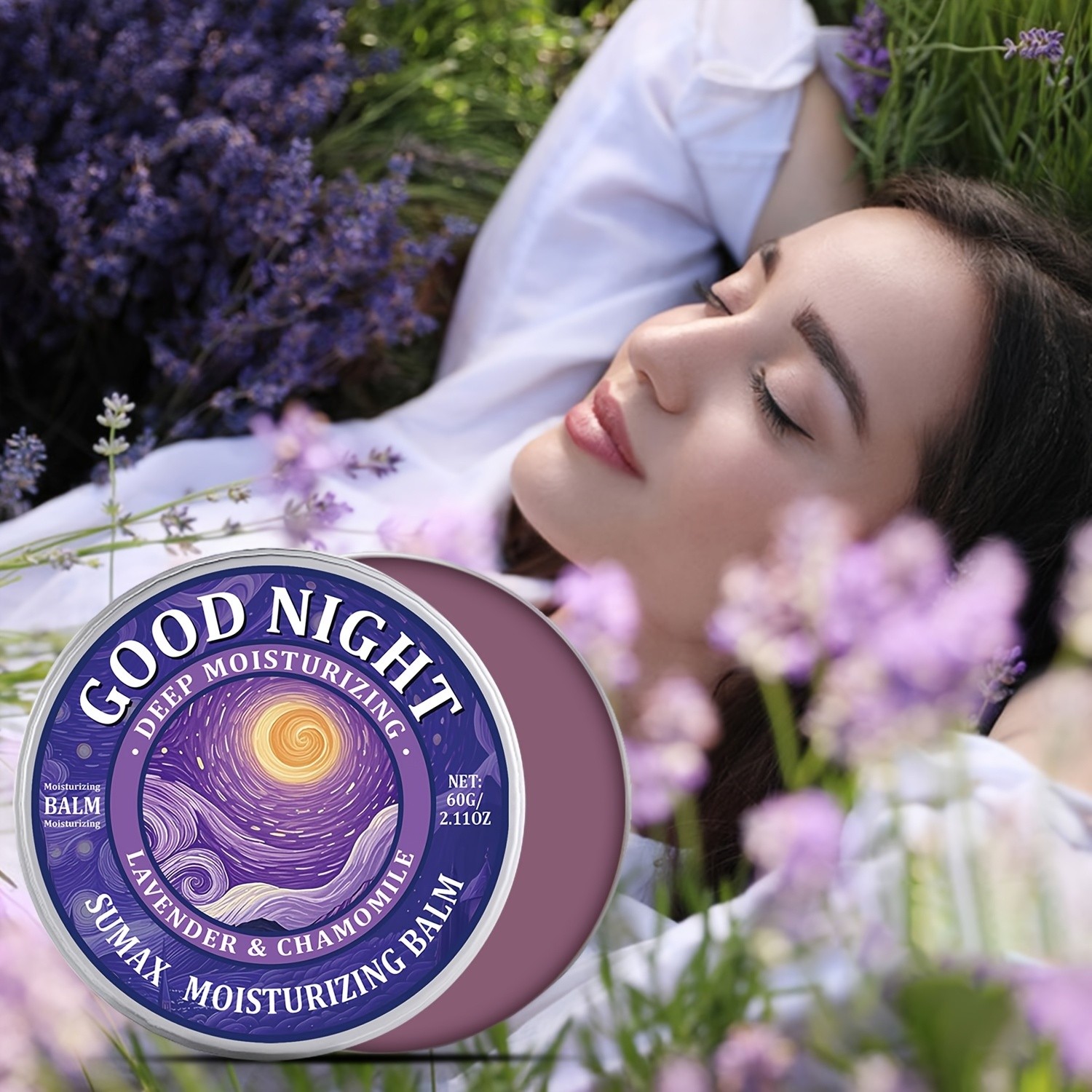 SUMAX Good Night Balm 60g  Lavender, Chamomile, Coconut & Jojoba Oil Moisturizing Night Balm (Alcohol-Free)