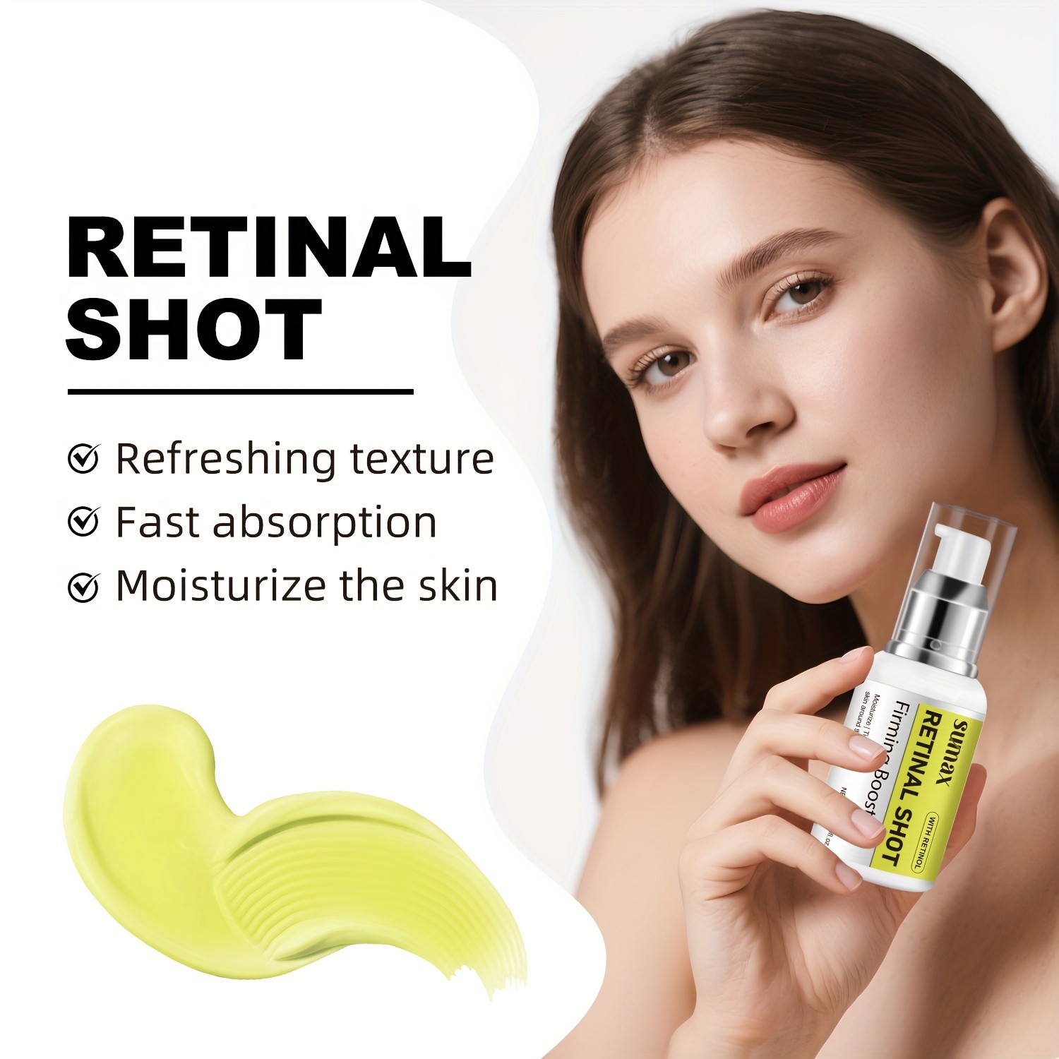 SUMAX Retinol Eye Cream 50ml  White Press Bottle, Hydrating & Moisturizing Eye & Face Serum for All Skin Types