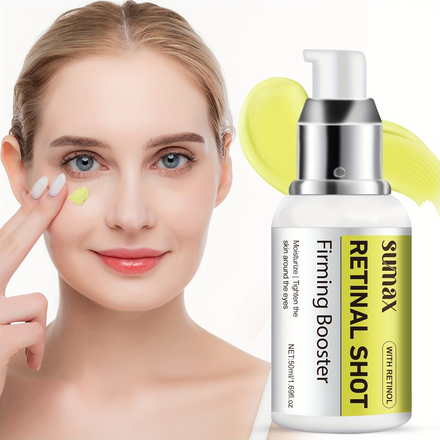 SUMAX Retinol Eye Cream 50ml  White Press Bottle, Hydrating & Moisturizing Eye & Face Serum for All Skin Types