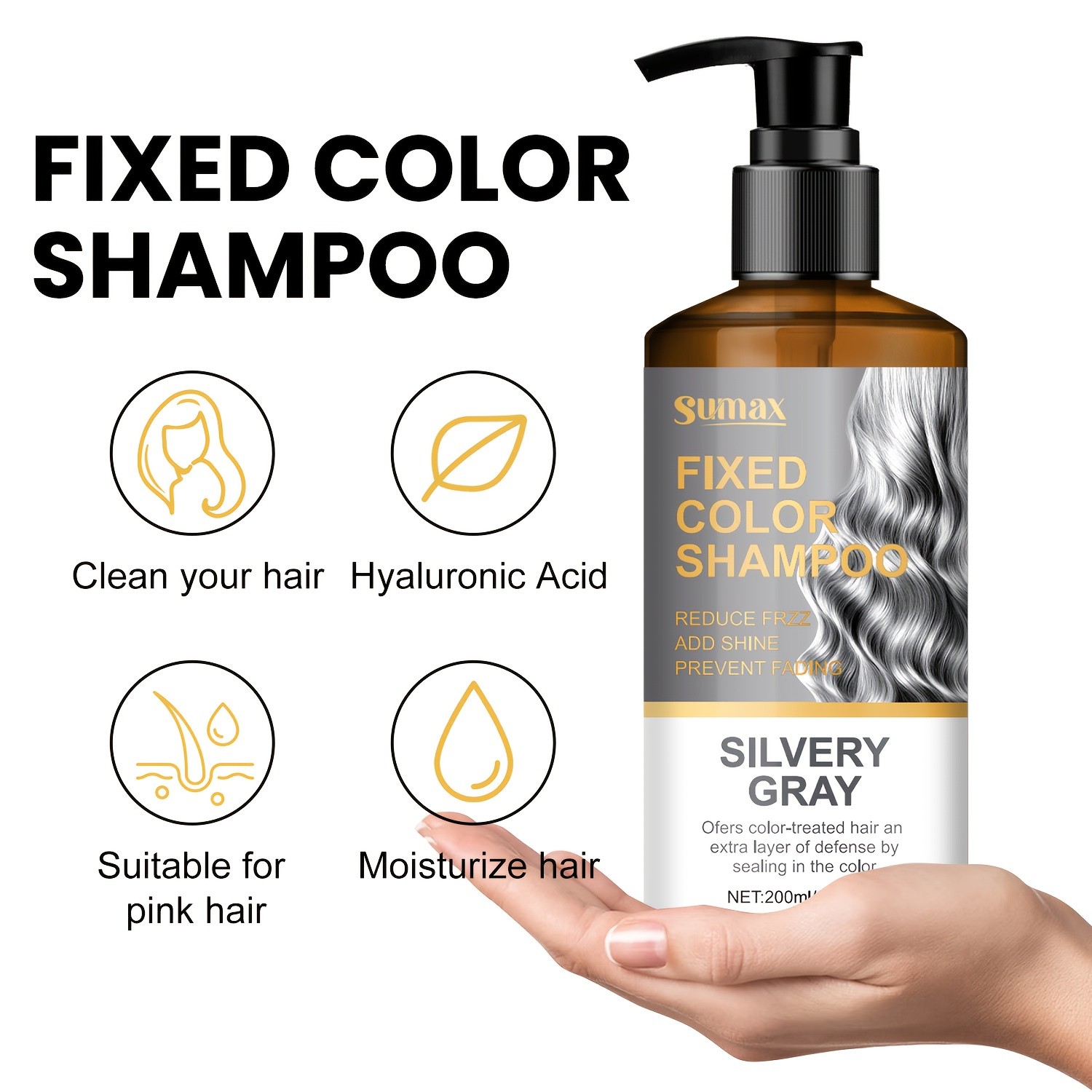 SUMAX 200ml Silvery Grey / Smoke Grey Color-Locking Shampoo Long-Lasting Uniform Color + Hair Dye Formula