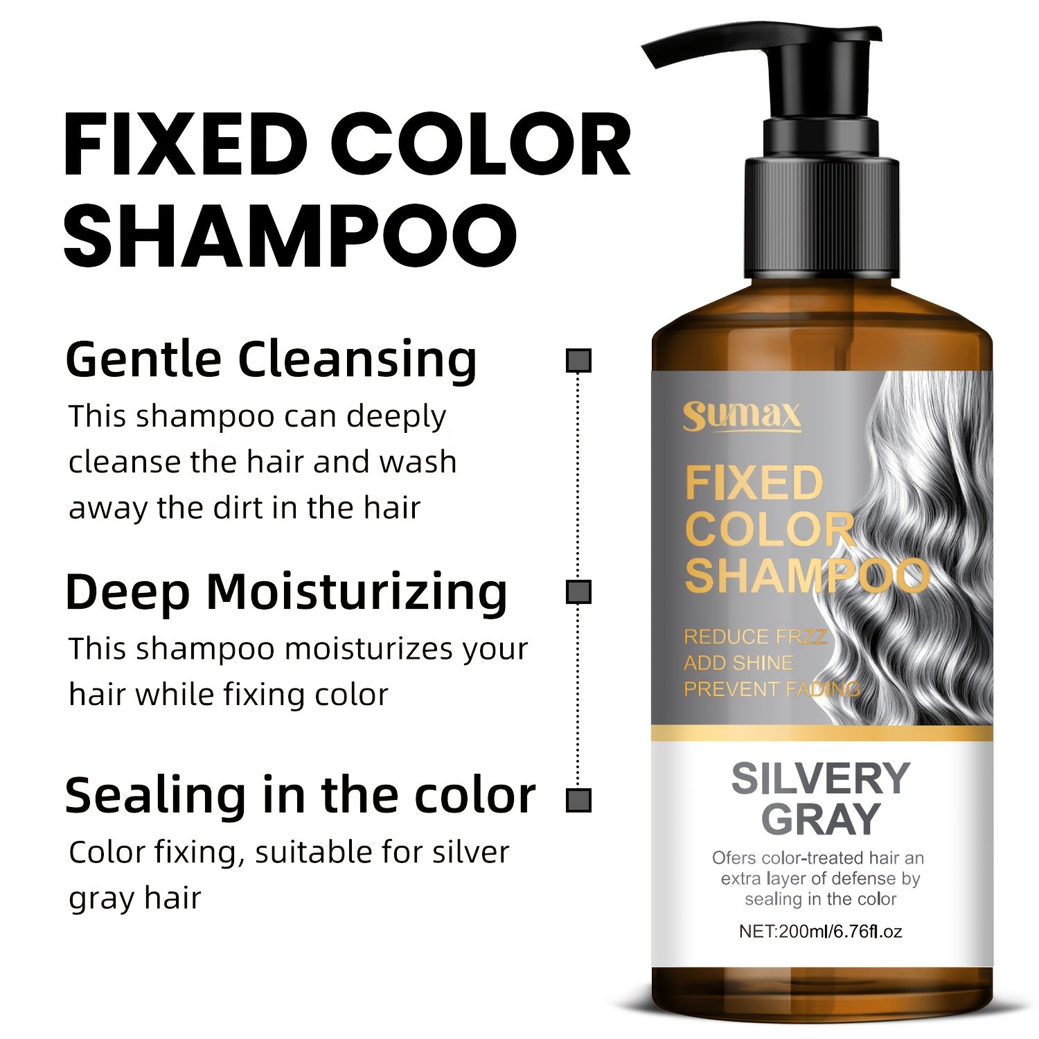 SUMAX 200ml Silvery Grey / Smoke Grey Color-Locking Shampoo Long-Lasting Uniform Color + Hair Dye Formula