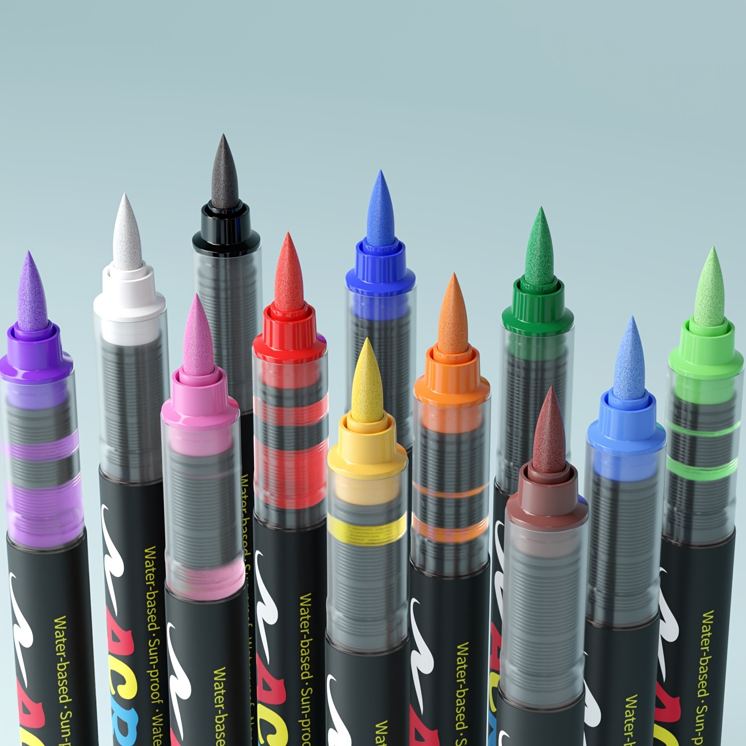 FLYSEA Acrylic Paint Marker Set  12 / 24 / 36 Vibrant Non-Toxic Stackable Markers for Multi-Surface Art