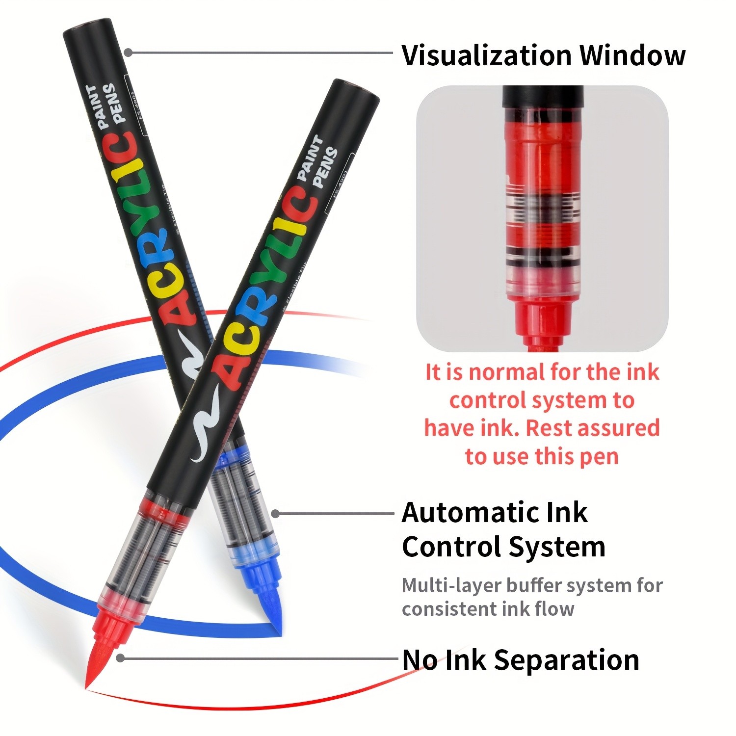 FLYSEA Acrylic Paint Marker Set  12 / 24 / 36 Vibrant Non-Toxic Stackable Markers for Multi-Surface Art