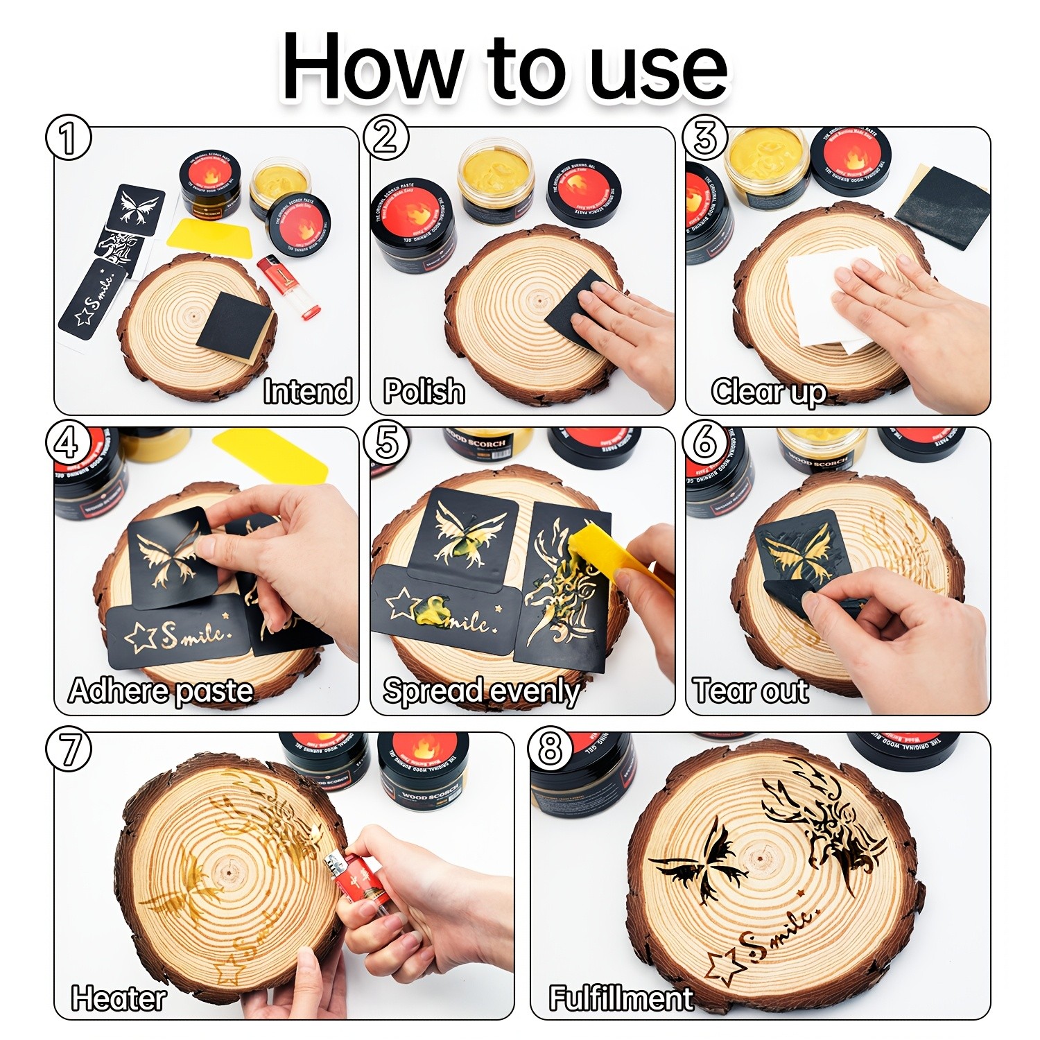 FLYSEA Scorch Burning Gel 4oz (120ml)  Easy DIY Craft Gel for Wood Branding, Stenciling & Detailed Art Patterns