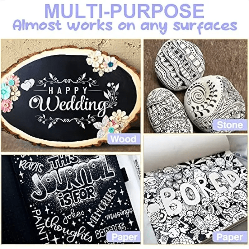 FLYSEA 6pcs Waterproof Water-Based Acrylic Paint Markers  Heavy-Duty Vibrant Paint Pens for Rock, Ceramic, Glass, Wood & Plastic