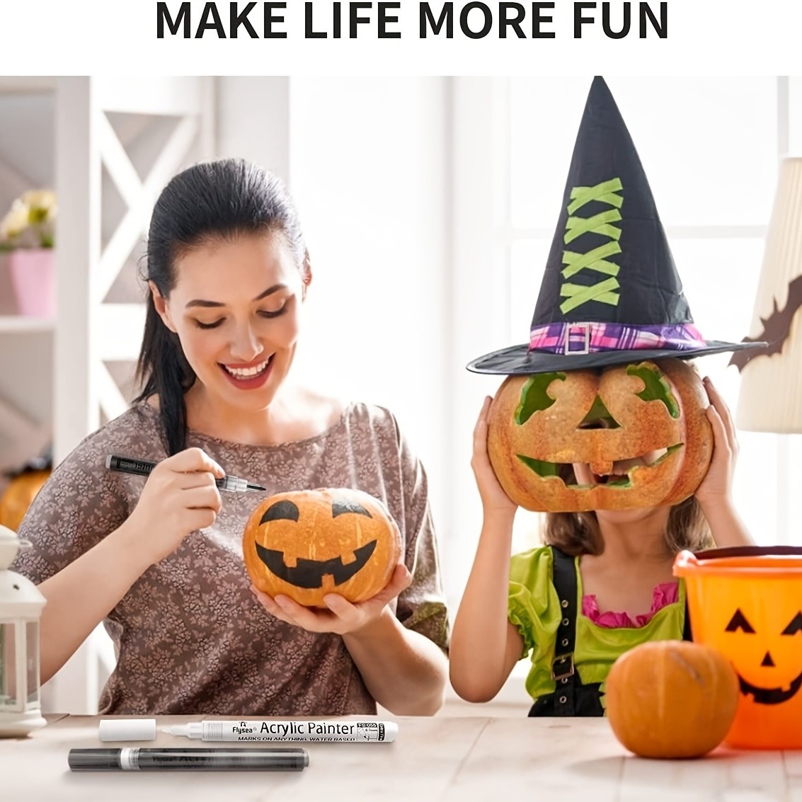 FLYSEA 6pcs Waterproof Water-Based Acrylic Paint Markers  Heavy-Duty Vibrant Paint Pens for Rock, Ceramic, Glass, Wood & Plastic