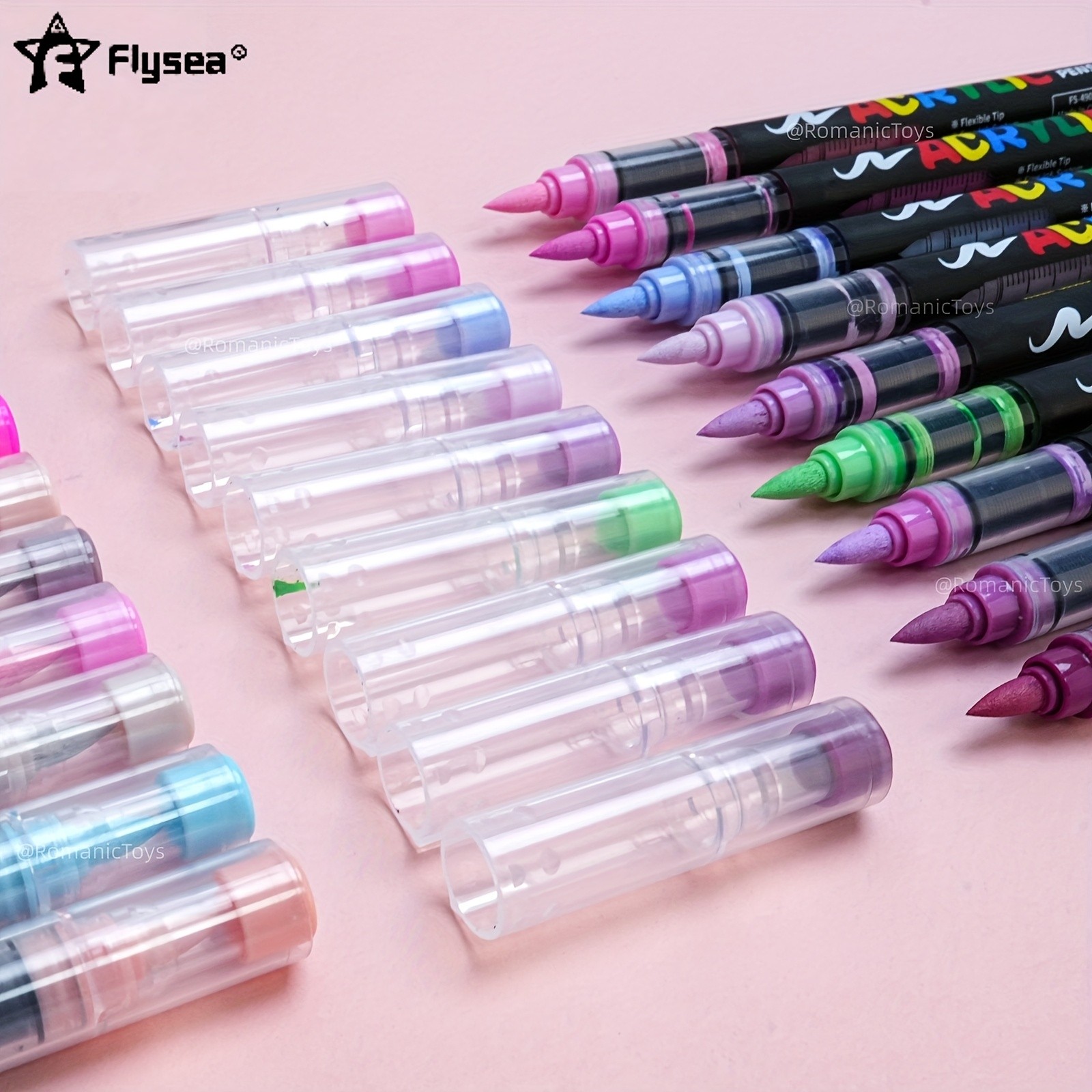 FLYSEA 72-Color Straight Liquid Acrylic Marker Set  High-End Stackable Ink Pens for Office, Crafts & Professional Art Painting