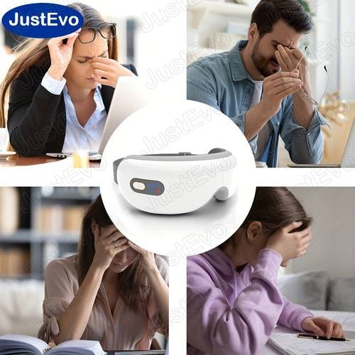 JustEvo Eye Massager Relaxing Eye Mask with Gentle Music, Warm Therapy & Wireless Comfort