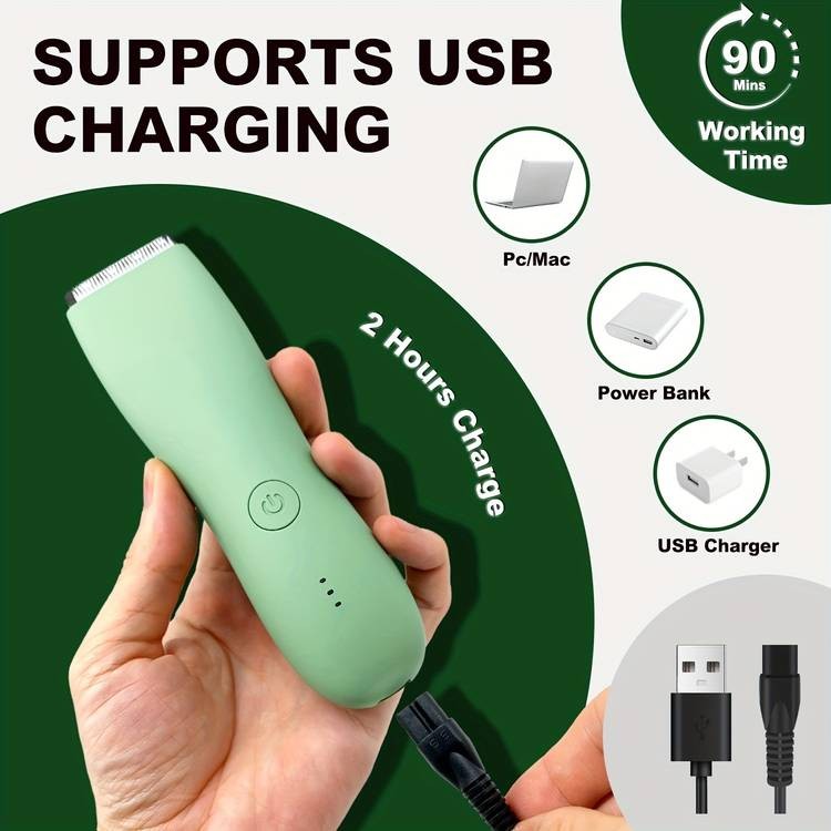 YAFULL Professional Body Hair Trimmer  IPX6 Wet/Dry Grooming, Ceramic Blade & Rechargeable Lithium Battery