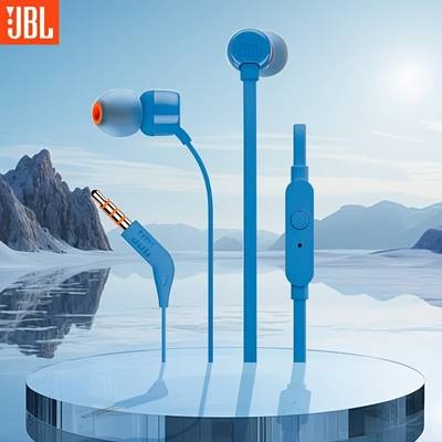 JBL T110 Wired Headphones  Lightweight In-Ear Earphones with Clear Sound, Push-Button Control & Tangle-Free Cable