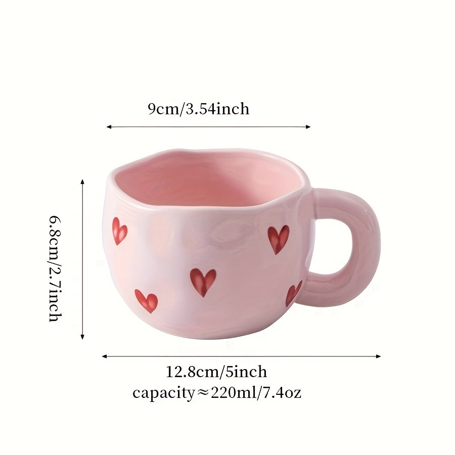 YUMIPLUS Romantic Ceramic Coffee Mug 9.5oz Heart Pattern Love-Inspired Cup for Couples & Everyday Use