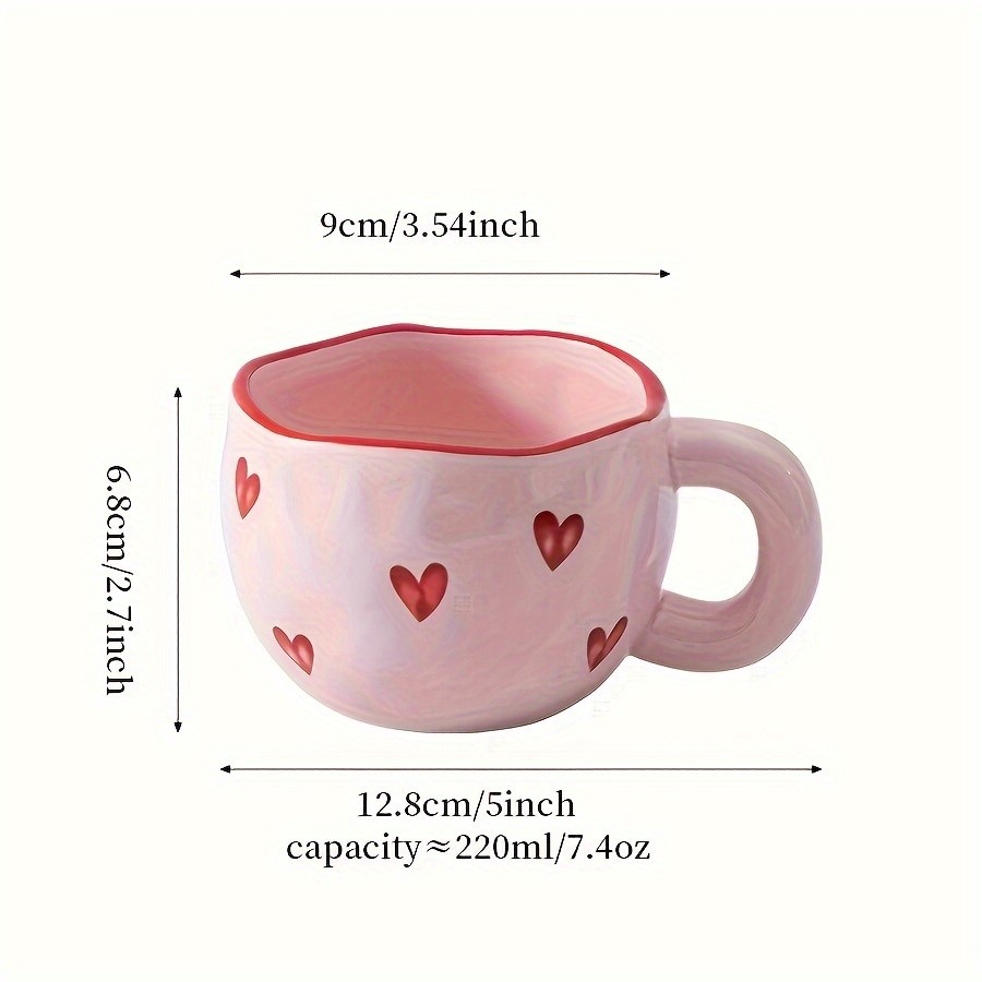 YUMIPLUS Romantic Ceramic Coffee Mug 9.5oz Heart Pattern Love-Inspired Cup for Couples & Everyday Use