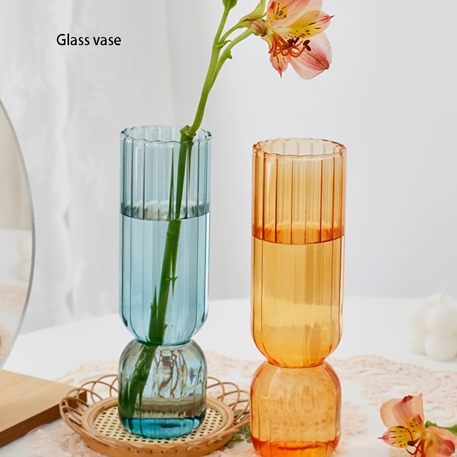 YUMIPLUS Streak Glass Hydroponic Vase Decorative Flower & Plant Pot for Home, Windows, Parties & Events