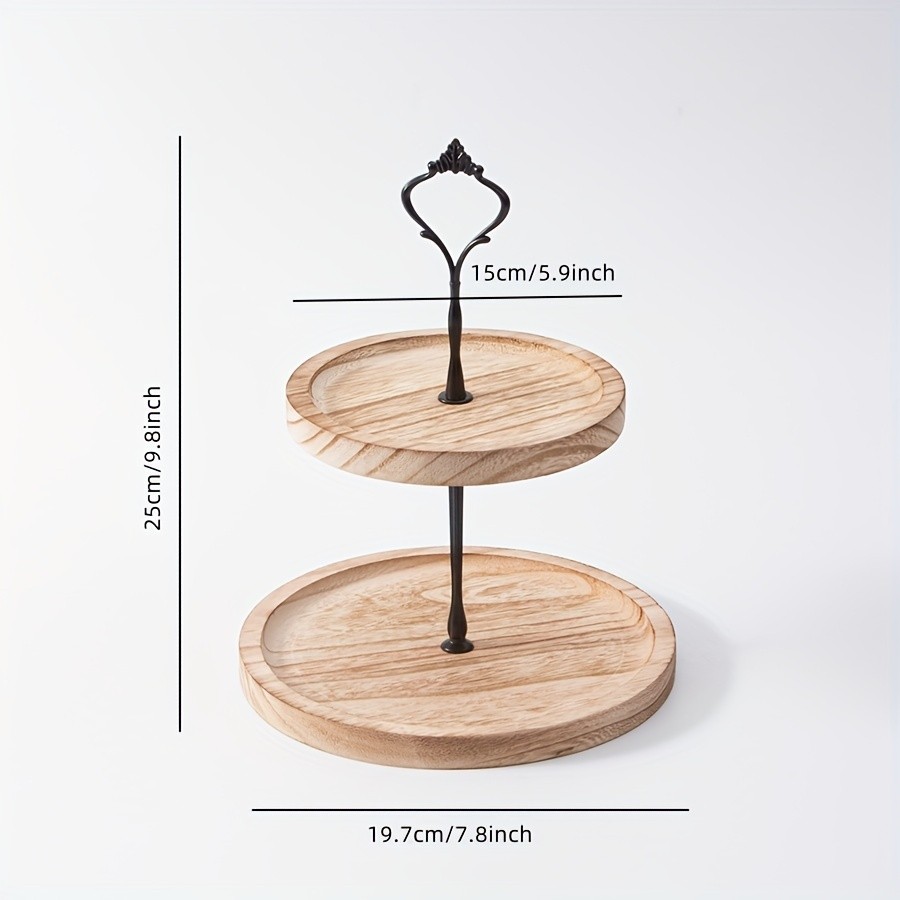 YUMIPLUS Rustic 2-Tier Wooden Cake Stand  Farmhouse Cupcake Display with Iron Accents for Weddings, Birthdays & Parties
