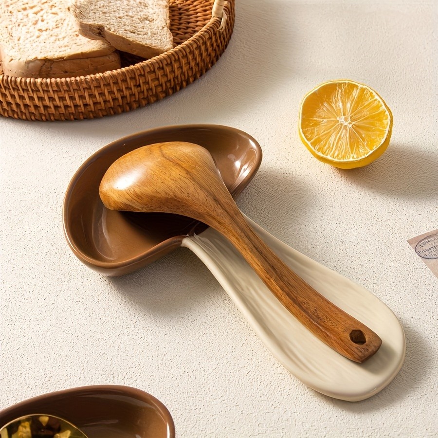 YUMIPLUS Ceramic Mushroom Spoon Rest High-Temperature Resistant, Cute & Exquisite Spoon Plate for Kitchen or Housewarming Gifts