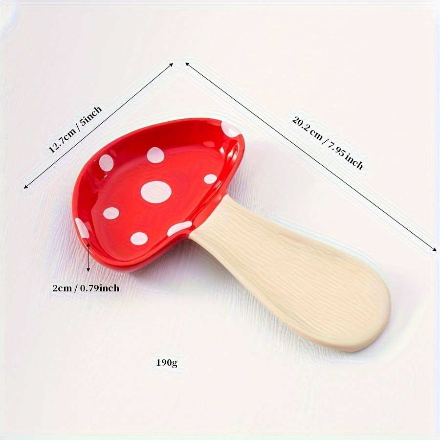 YUMIPLUS Ceramic Mushroom Spoon Rest High-Temperature Resistant, Cute & Exquisite Spoon Plate for Kitchen or Housewarming Gifts