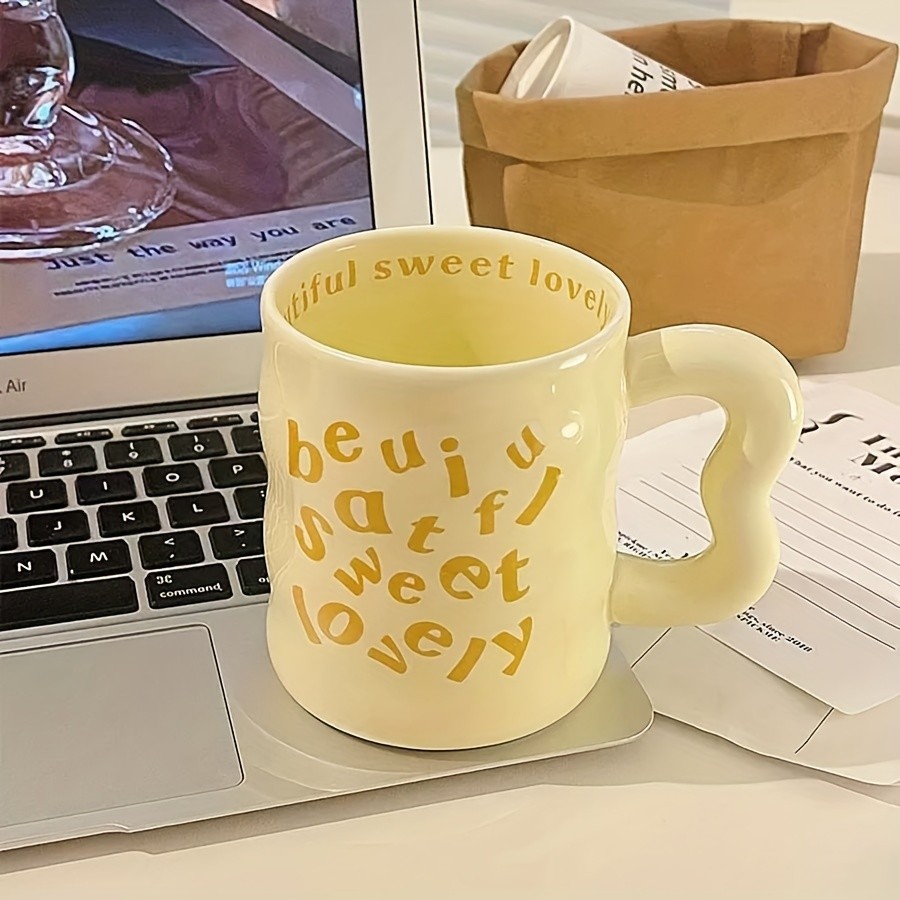 YUMIPLUS Cute Cartoon Ceramic Mug  Be Sweet Pink Reusable Coffee Cup for Students, Couples & Gifts