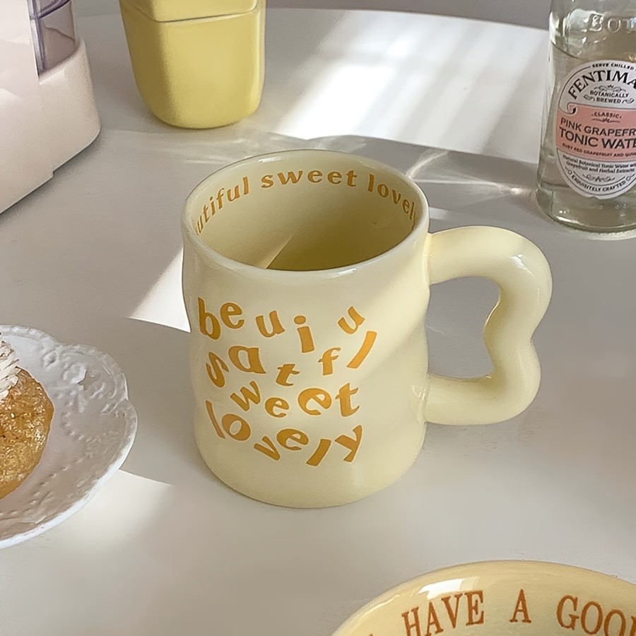 YUMIPLUS Cute Cartoon Ceramic Mug  Be Sweet Pink Reusable Coffee Cup for Students, Couples & Gifts