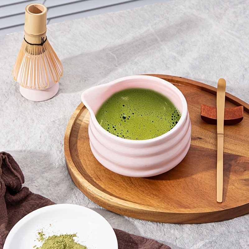 YUMIPLUS Pink Ceramic Matcha Bowl & Whisk Set  Complete Matcha Tea Set for Home or Restaurant Latte Art Ceremony