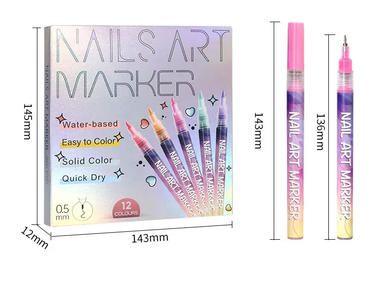 12 Colors Nail Art Pens Set