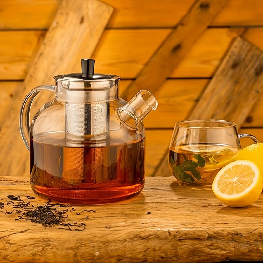 YUMIPLUS 1500ml Glass Teapot with Infuser  Stovetop-Safe Premium Tea Brewing Pot