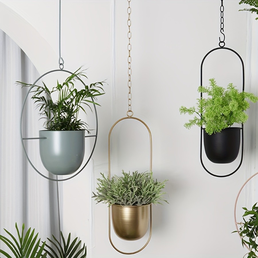 YUMIPLUS Modern Iron Hanging Decorative Vases  Minimalist Creative Balcony Planters Set