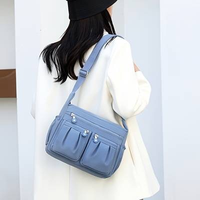 OGEHUAFEE Casual Nylon Shoulder Bag for Women  Lightweight Multi-Pocket Crossbody for Travel & Shopping