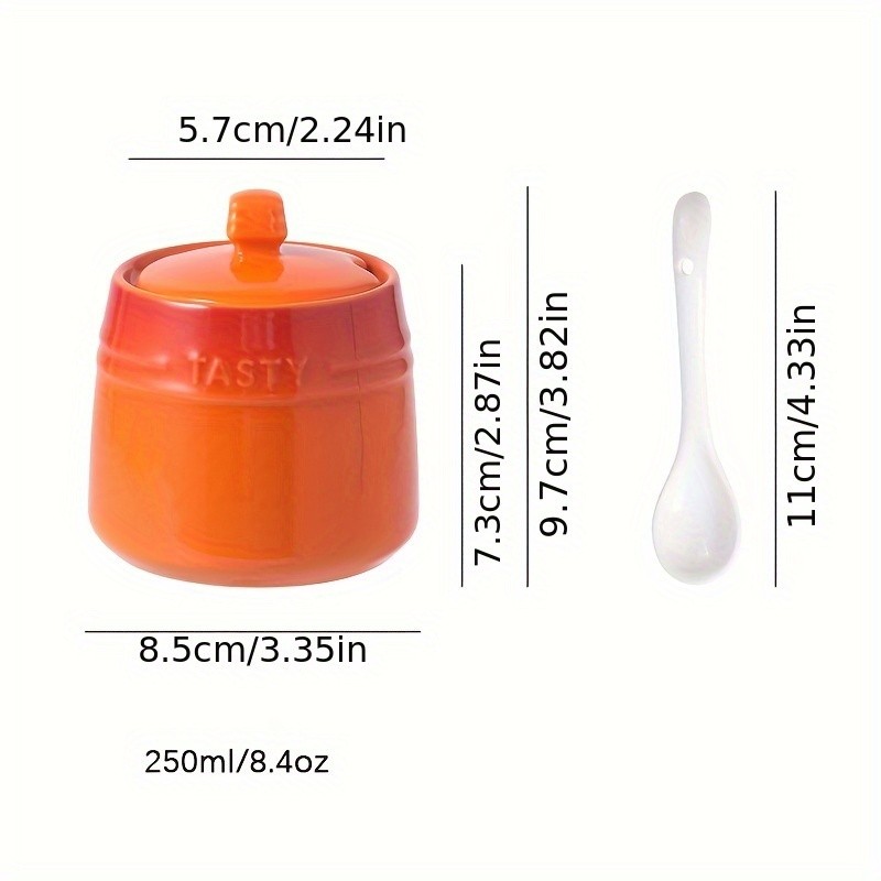 YUMIPLUS Ceramic Gradient Spice Container Set 250ml  Creative Colorful Kitchen Seasoning Jars