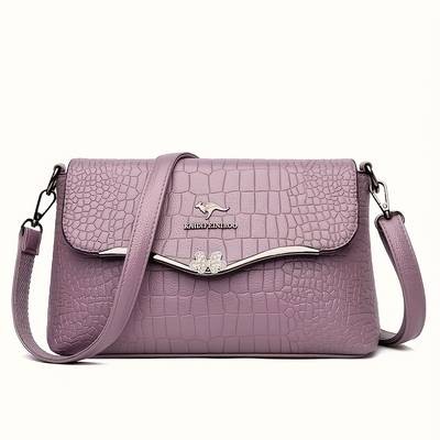 Small Square Crossbody Shoulder Bag  Solid Color PU Mini Messenger Purse with Zipper Closure