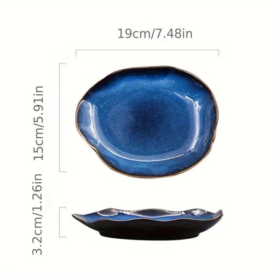 YUMIPLUS Kiln-Changed Ceramic Plate  Irregular Art Serving Dish for Sushi, Steak & Fine Dining