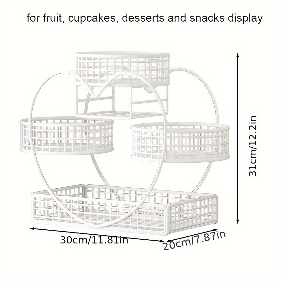 YUMIPLUS Heart-Shaped 3-Tier Fruit Basket  Elegant Countertop Display for Snacks, Fruits & Events