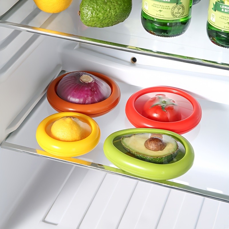 YUMIPLUS Silicone Vegetable Storage Set (4pcs)  Reusable Freshness Keepers for Avocado, Onion, Tomato & Lemon